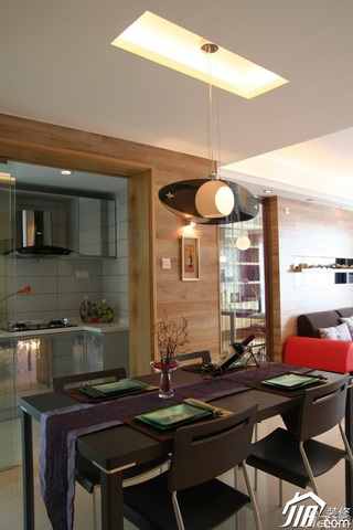 简约风格公寓时尚原木色富裕型餐厅餐厅背景墙餐桌效果图