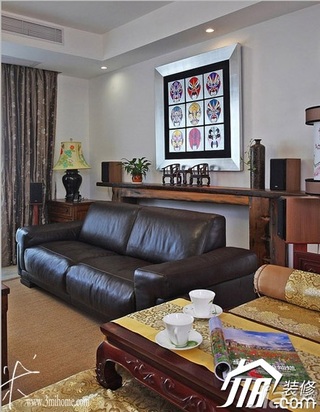 三米设计中式风格公寓富裕型130平米客厅沙发图片