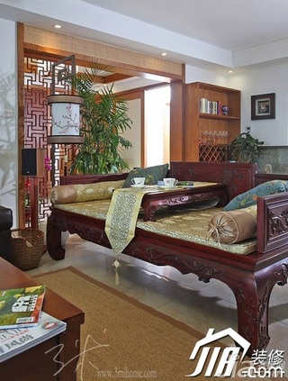 三米设计中式风格公寓富裕型130平米客厅沙发图片