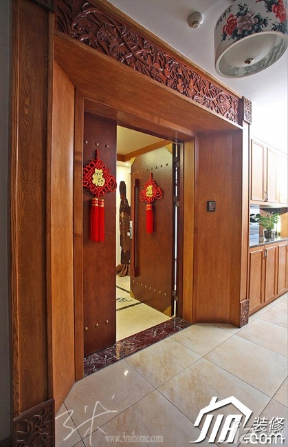 三米设计,中式风格,富裕型装修,130平米装修,公寓装修,过道