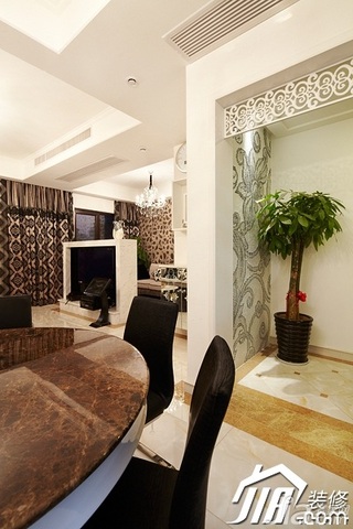 简约风格公寓古典褐色富裕型140平米以上餐厅设计图
