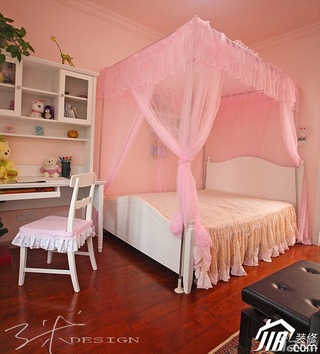 三米设计三居室粉色富裕型130平米卧室床图片