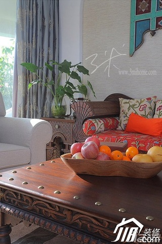 三米设计东南亚风格三居室富裕型客厅茶几图片