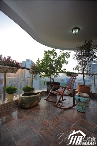 三米设计东南亚风格三居室富裕型阳台设计图
