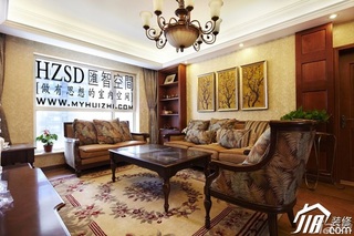 美式风格公寓古典原木色富裕型120平米客厅沙发背景墙沙发图片
