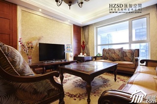 美式风格公寓古典原木色富裕型120平米客厅沙发效果图