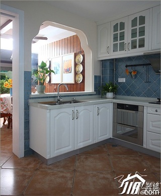 三米设计美式乡村风格富裕型120平米厨房橱柜设计