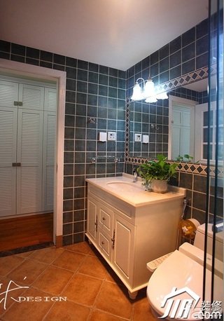 三米设计美式乡村风格富裕型120平米卫生间浴室柜图片