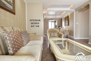 美式乡村风格时尚米色富裕型110平米客厅茶几图片