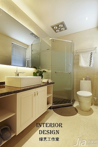 别墅古典米色豪华型140平米以上卫生间浴室柜图片