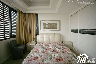 三米设计简欧风格四房20万以上卧室窗帘图片
