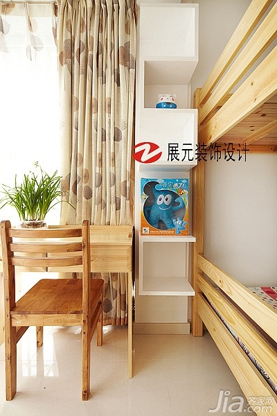 简约风格,温馨,原木色装修,富裕型装修,二居室装修,儿童房,儿童床,窗帘,书桌