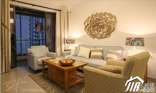 三米设计美式风格公寓富裕型120平米客厅沙发背景墙沙发图片