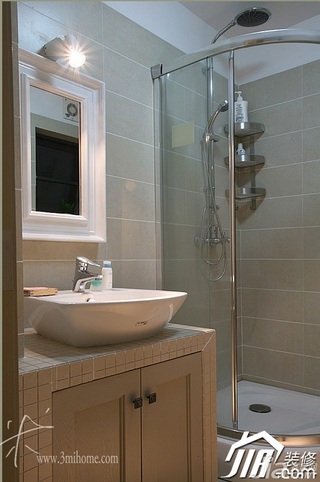 三米设计美式风格公寓富裕型120平米卫生间洗手台图片