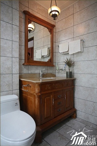 三米设计中式风格公寓经济型130平米卫生间洗手台图片