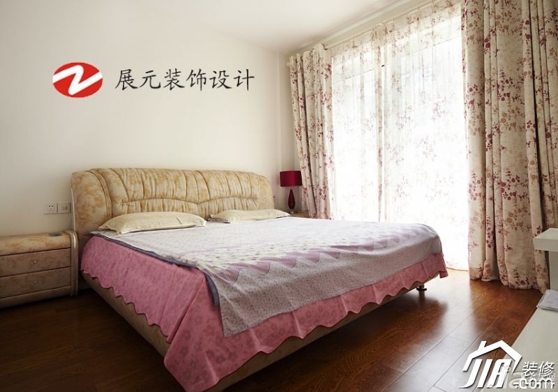 70平米装修,温馨,三居室装修,简约风格,富裕型装修,卧室,温馨,床,床头柜,展元装饰设计