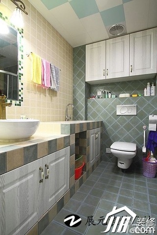 简约风格二居室小清新富裕型卫生间洗手台效果图