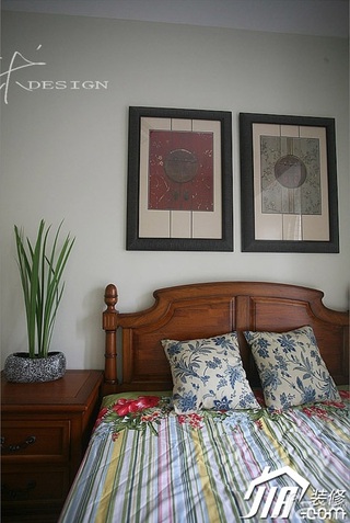 三米设计田园风格复式富裕型卧室床图片