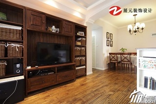 美式风格公寓温馨暖色调富裕型客厅电视柜图片