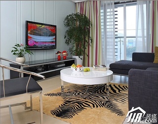 三米设计简约风格二居室经济型90平米客厅窗帘图片