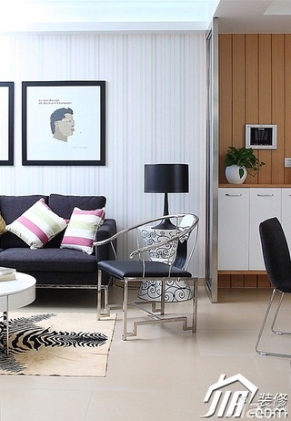 三米设计简约风格二居室经济型90平米客厅灯具图片