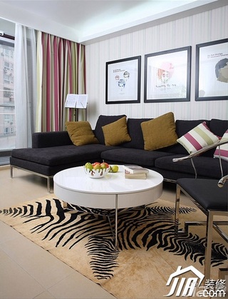 三米设计简约风格二居室经济型90平米客厅窗帘图片