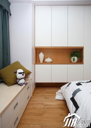 三米设计简约风格二居室经济型90平米卧室飘窗衣柜设计图纸