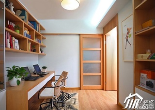 三米设计简约风格二居室经济型90平米书房书桌效果图