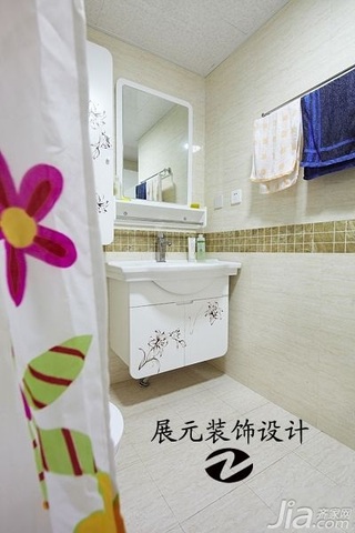 简约风格公寓温馨咖啡色富裕型卫生间洗手台效果图