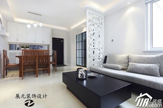 简约风格公寓简洁白色富裕型客厅客厅隔断茶几图片