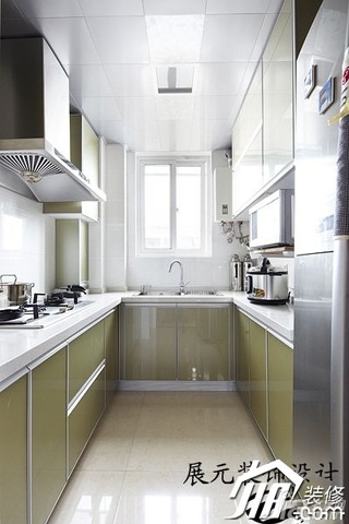 简约风格公寓白色富裕型厨房橱柜定制