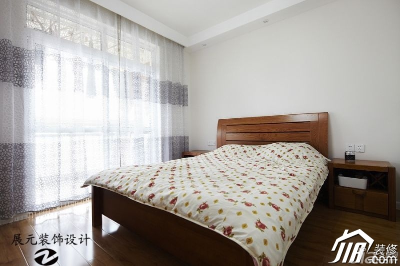 富裕型装修,公寓装修,二居室装修,白色装修,简约风格,卧室,简洁,床,展元装饰设计