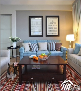 三米设计美式风格公寓富裕型客厅沙发背景墙沙发效果图