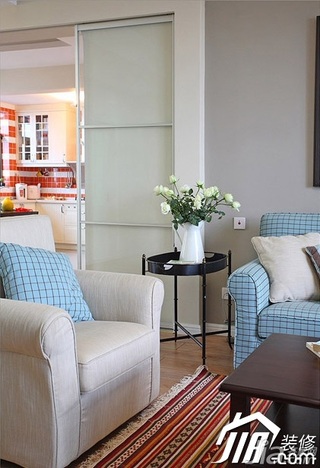 三米设计美式风格公寓富裕型客厅沙发图片