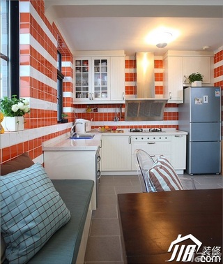 三米设计美式风格公寓富裕型厨房橱柜设计