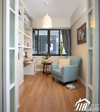三米设计美式风格公寓富裕型书房窗帘图片