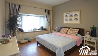 三米设计美式风格公寓富裕型卧室飘窗床图片