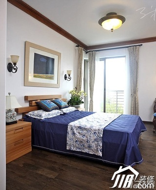 三米设计中式风格公寓经济型130平米卧室灯具效果图