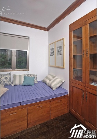 三米设计中式风格公寓经济型130平米卧室书架效果图