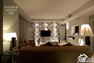 简约风格二居室富裕型80平米客厅电视背景墙灯具婚房设计图纸