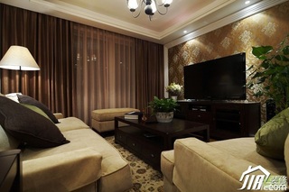 美式乡村风格三居室富裕型120平米客厅电视背景墙灯具图片