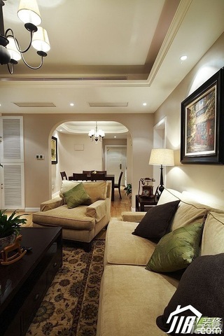 美式乡村风格三居室大气富裕型120平米客厅沙发图片