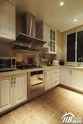 美式乡村风格三居室富裕型120平米厨房橱柜定制