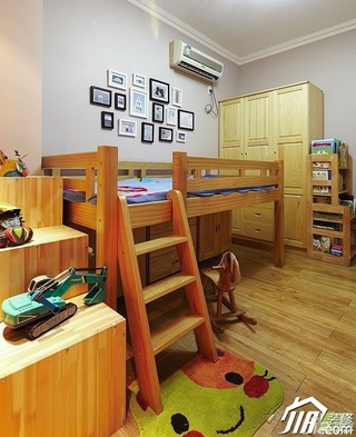 美式乡村风格三居室富裕型120平米儿童房卧室背景墙儿童床效果图