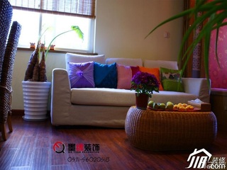 田园风格公寓暖色调5-10万50平米客厅沙发效果图