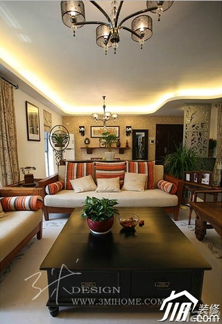 三米设计混搭风格公寓富裕型130平米客厅茶几图片