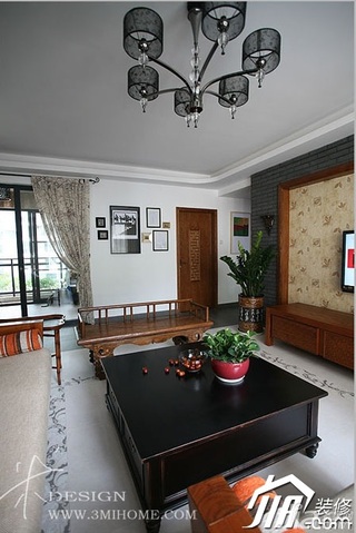 三米设计混搭风格公寓富裕型130平米客厅茶几效果图