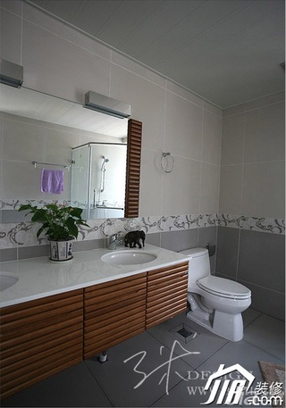 三米设计混搭风格公寓富裕型130平米卫生间浴室柜效果图