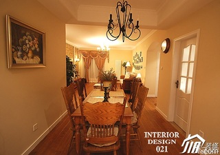 美式乡村风格三居室富裕型餐厅餐桌图片