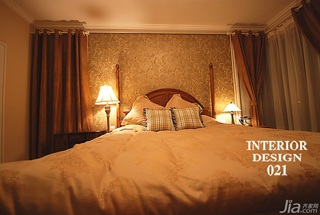 美式乡村风格三居室富裕型卧室床图片